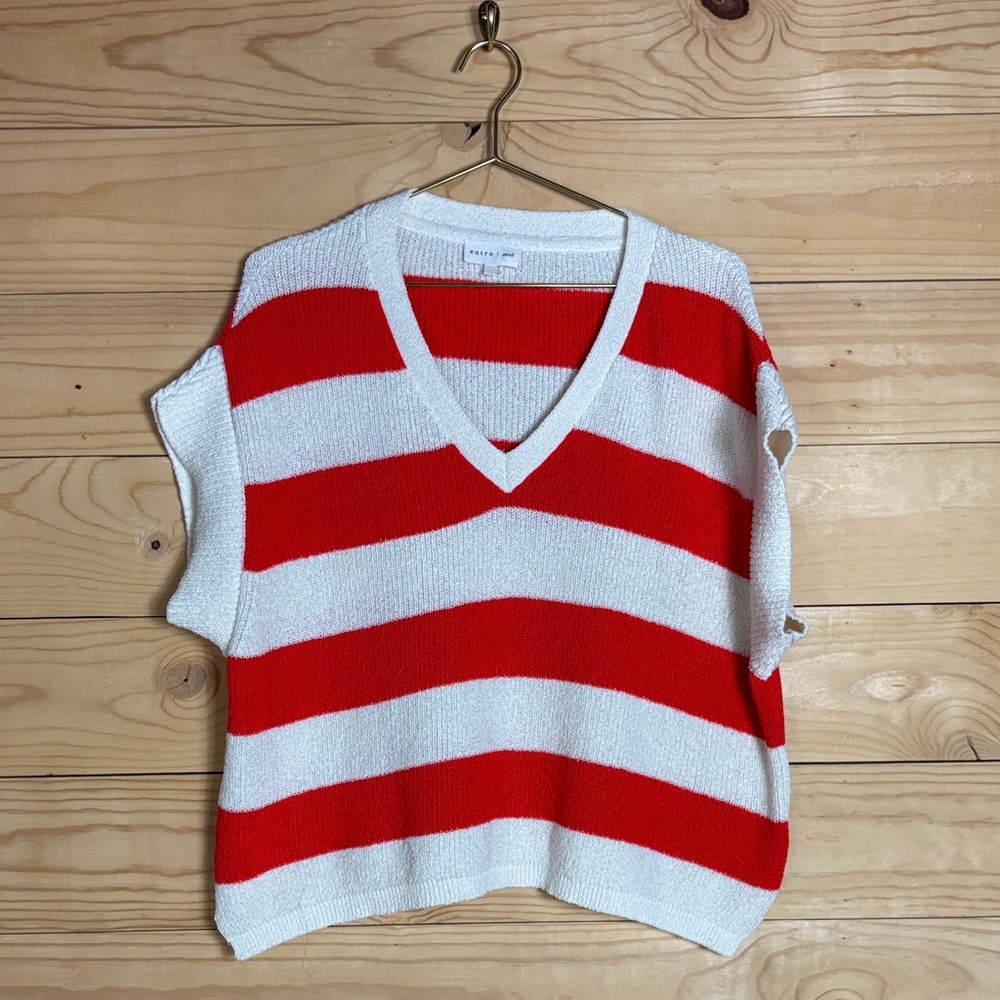 Entro red and white striped‎ sweater